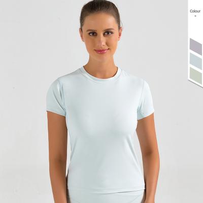 China RunningTT - Tight Breathable Elastic Sports Quick-drying Top Shirt LULU Sweat-Wicking Feeling Workout Yoga Clothes Short Naked Sleeve Women for sale