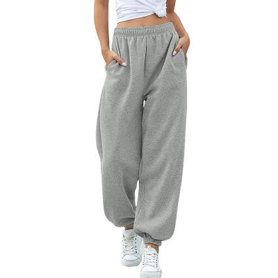 China Pants Manufacturer Multicolor Women Sweatpants Elastic Waist Side Pockets Gray Plain Fleece Women Jogger Sweatpants for sale