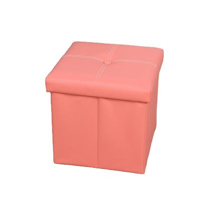 China Wholesale Foldable Stool Leather Storage Customized Cube Living Stool With Button for sale