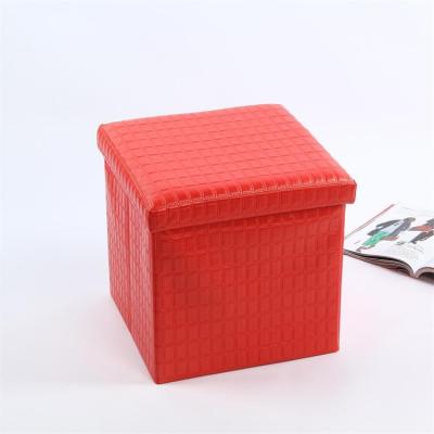 China Foldable Stool Storage High Quality Material Leather Stool For Living Furniture for sale