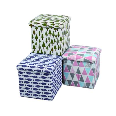 China Foldable Elegant Stylish Fabric Printing Ottoman Sofa Stool For Family for sale