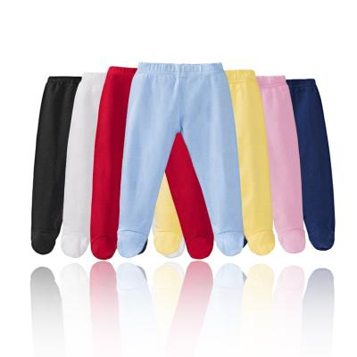 China Anti-pilling Organic Cotton High Waist Footed Baby Pants Casual Leggings 0-12M for sale