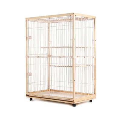 China Viable Large Size Pet Kennel Household Mesh Wood Carry Box Dog Pet Cage Luxury Viable Cage Wooden Pet Cage for sale