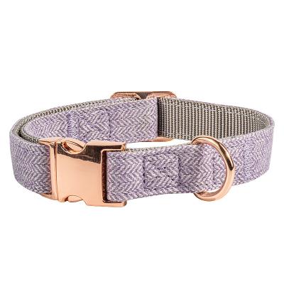 China Durable Soft Nylon Pet Collar Wool Dog Collar Adjustable Twill Dog Collar Buckle Dog Leash for sale