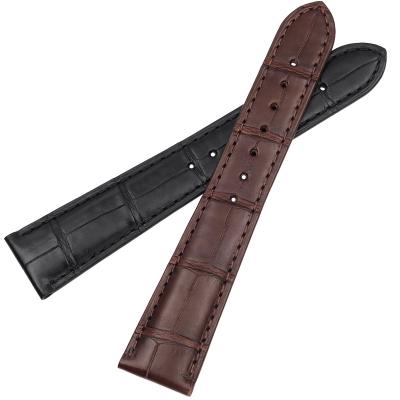 China Fashion Crocodile Grain Vintage Wrist Watch Band Genuine Leather Strap For Chopard Men's Strap for sale