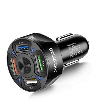 China 4 Usb 4 In 1 Smart Car Charger Adapter 4 Port Usb Car Charger QC 3.0 3.1a For Mobile Phone Fast Car Charger for sale