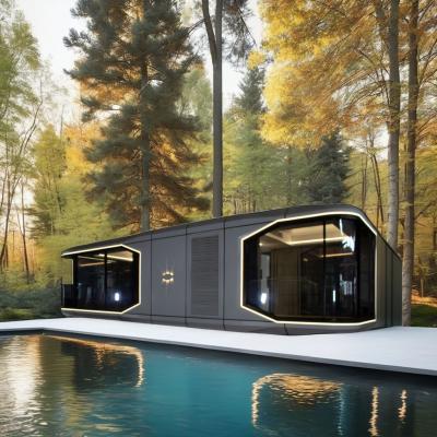 China Verplaatsbare stalen structuur Prefabricated capsule house met milieuvriendelijk materiaal Te koop