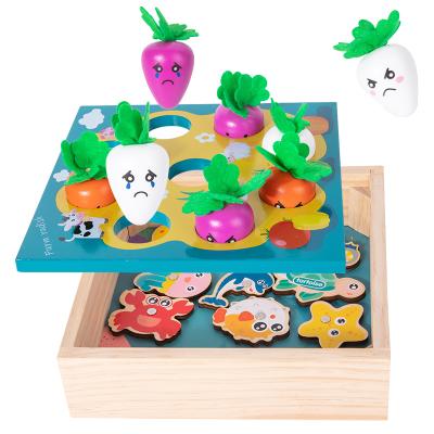 China Wooden Wooden Radish Fishing Game Multifunctional Early Education Kids Puzzle Toy Children Grasp Sensory Building Blocks for sale