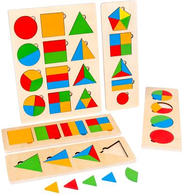 China Toy Equal Geometry Shape Recognition Educational Board Early Years Wooden Toy Puzzle Baby Montessori Enlightening Educational Teaching Aids for sale