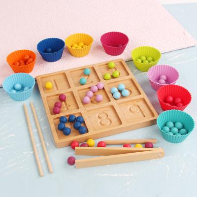 China Wooden Digital Matching Description Dish Rack Bead Attention Concentration Training Early Childhood Educational Toys Yx-msjzz for sale