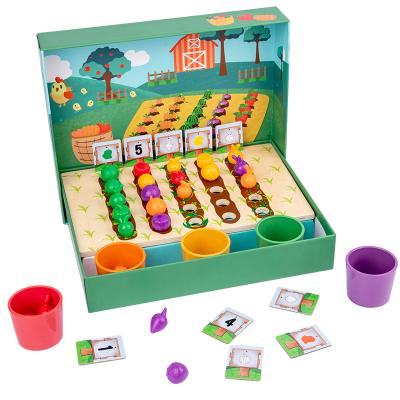 China Multi-functional Fruit and Vegetable Color Classification Box Parent-child Table Games Wooden Toys Early Education Puzzle Yx-ajezzy for sale