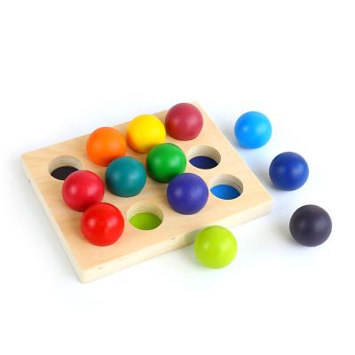 China Wooden Toy Wooden Rainbow Ball Sorting Board Color Educational Cognitive Enlightenment Early Education Matching Toys Children Girls Boys Toy for sale