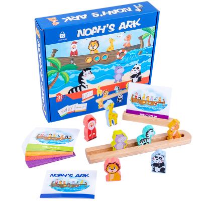 China Children Stacking Educational Learning Wooden Block To Pretend Play For Kids Wooden Noah's Ark Building Game Toys For Children Yx-mqyfz for sale