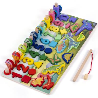 China Dinosaur Numbers Board Wooden Numbers Building Block Early Education Intellectual Development Children's Power Educational Toys Yx-csdw025 for sale