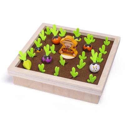 China Children's Toy Early Education Educational Toys Fun Wooden Vegetables Model Memory Chess Game Farm Pulling Radish Board Game Yx-csdw023 for sale