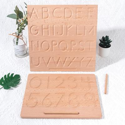 China Montessori Digital Education Early Practice Board Blind Calligraphy Inscription Board Wooden Geometric Alphabet Number Yx-mxb for sale