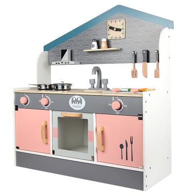 China Japanese-style Wooden Wooden Children's Simulation Kitchen Set Toy Kitchenware Gas Cooker Parent-Child Interactive Play House Game for sale