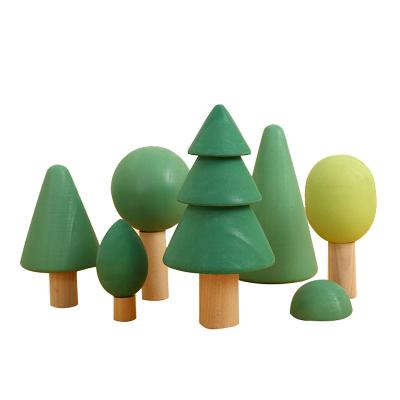 China Wooden Blocks Toy Game Wholesale Boys Forest Tree Rainbow Educational Shrub Building Toys Children Educational Toys and Girls Montessori Toys for sale