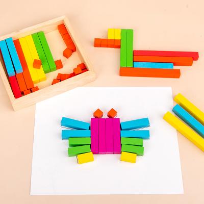 China Toy Wooden Rainbow Building Blocks Educational Counting Sticks Math Teaching Aid Children's Early Education Toys Montessori Educational Puzzle for sale