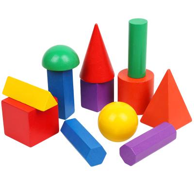 China Toy Elementary School Mathematics Educational Teaching Aids Three-Dimensional Geometric Model Cube Cylinder Shape Building Block Toy Montessori for sale