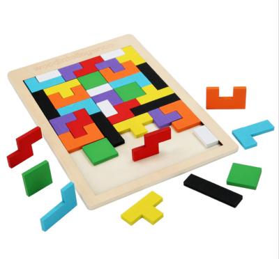 China Toy Early Education Colorful Wooden Educational Puzzles Tangram of blos Brain Russia Blo Intelligence Jigsaw Puzzle for Kids for sale