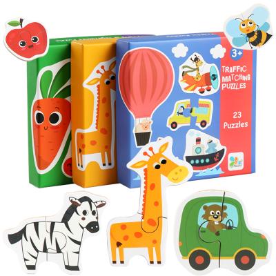 China Wholesale Customized Toy Animal New Design Pig/Bear Knowledge Puzzle Toys Children Baby Paperboard Educational Fruit Learning Educational Toy for sale