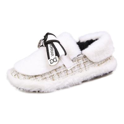 China Fashion cute zapatos casual shoes fur boots Madame Warm Outdoor leather shoes zapatos de dama bow light fragrant winter last little one for sale