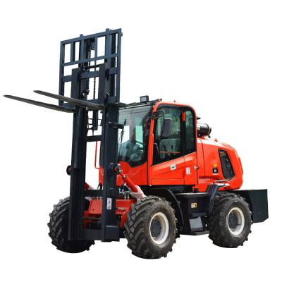 China Easy Operation China Manufacture 4WD Rough Terrain 4x4 Forklifts Factory Price Solid Tread All Road Heavy Duty Forklifts for sale