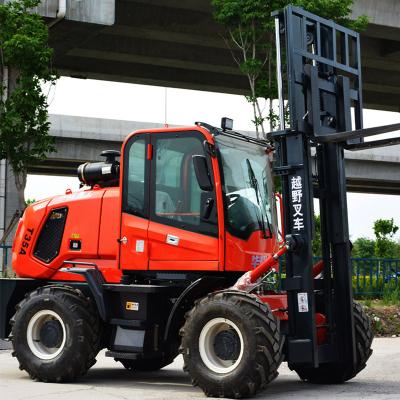 China Newest easy operation factory price all terrain forklift 3ton 3.5 ton 4wd offroad forklift with diesel engine for sale for sale