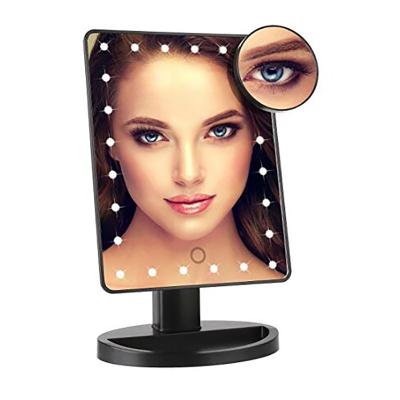 China Makeup Mirror 24 Brightness LED Lights 10x Magnifying 180 Degree Rotation Cosmetic Table Top Light for sale