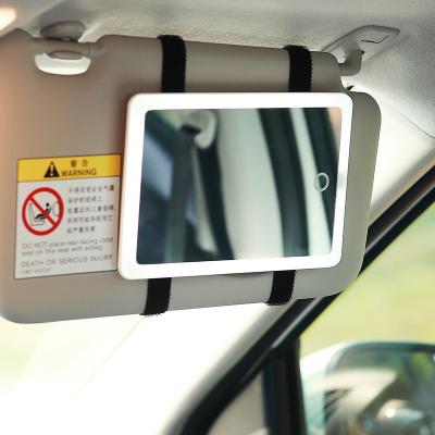 China Crazy Hot Amazon Car Smart Car Makeup Mirror 3 Colors 2022 Light Adjustable Light Up Led Car Sun Visor Vanity Makeup Mirror for sale