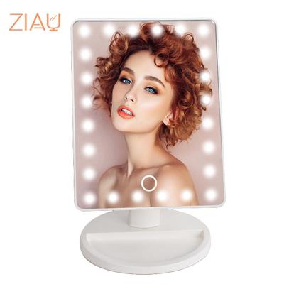 China Lit No Label Table Top 24 Led Light Touch Screen 10x Magnifying Makeup Mirror Organizer for sale