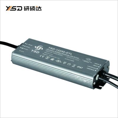 China YSD 250W High Efficiency USA Listed Dimming IP67 Led Driver 248*80*32mm Outdoor Waterproof Triac 0/1-10V 24V 12V Strip Lighting Power Supply for sale