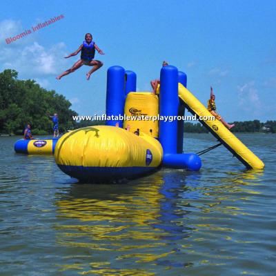 China Outdoor Large Inflatable Water Toys With Climb , Slide And Launch Bag for sale