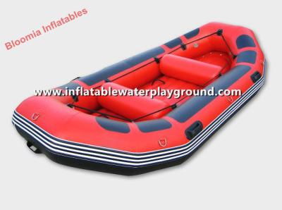 China Red And Blue 0.9mm PVC Fabric Inflatable Boat Raft With Inflatable Floor for sale