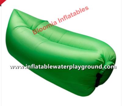 China Green Nylon Inflatable Sleep Bag Sofa Seat With 2 Holes Outdoor Relaxing for sale