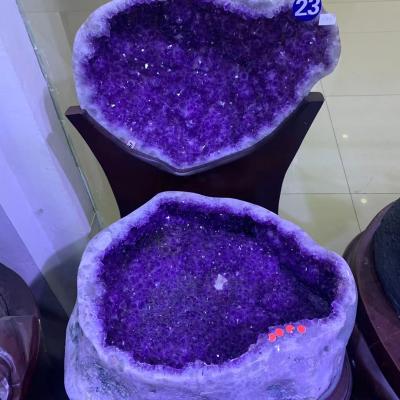 China Wholesale Brazil Natural Crystal Amethyst China Clusters Crystal Geode For Desktop Decoration for sale