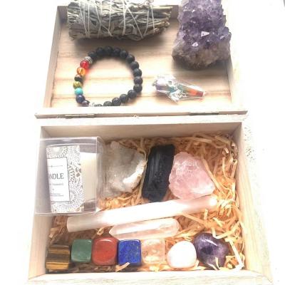 China Europe Wholesale Custom Natural Meditation Set Box 7 Chakra Crystals Healing Stone Crystal Stone Box for sale