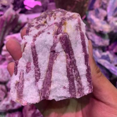 China Europe Factory Price Natural Raw Tourmaline Rose Crystal Stone Crystals Healing Rough Stone for sale