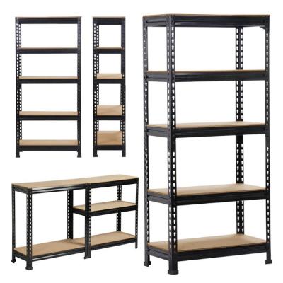 China Durable Heavy Duty Galvanized Laminated Metal Black / White Slotted / Rivet Powder Coated Boltless Shelving for sale