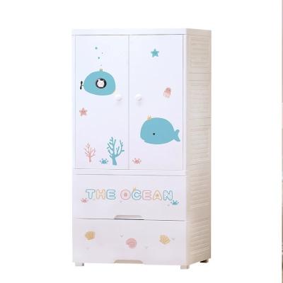 China 3-Layer Hanging Plastic Folding Closet Two Door Storage Chest Drawer Open Folding Closet Baby Clothes Toys For Kids for sale