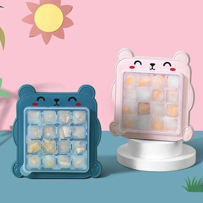 China Cartoon Refrigerator Ice Mold Household Stocked Square Ice Box With Lid Ice Cube for sale