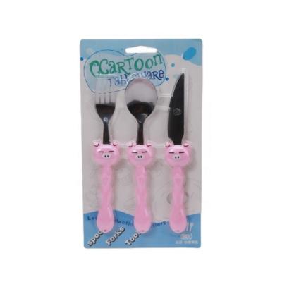 China Sustainable Cartoon Designs Kids Stainless Steel Dinnerware Set With Fork Spoon And Knife for sale