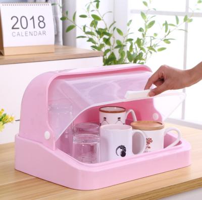 China Asphalt Stocked Baby Bottle Storage Box With Dustproof Cover Baby Tableware Drying Bracket Matching Storage Box for sale