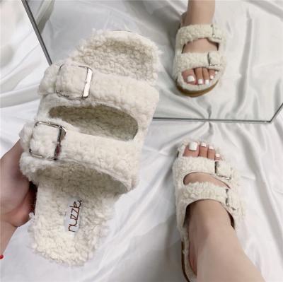 China Fashion Trend Women's Fuzzy Fluffy Winter Slipper Fashion Custom Shoes Slide Fur Slippers Bedroom Memory Foam Indoor Sandals For Women for sale