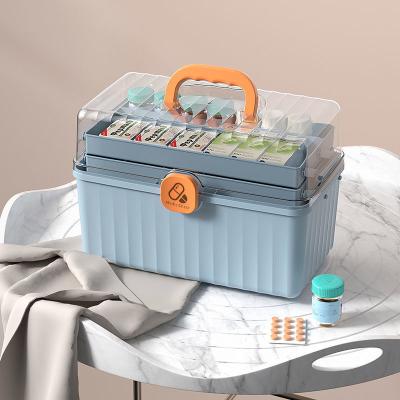 China Multi-function medicine box factory household viable plastic storage box medicine three-layer first aid box for sale