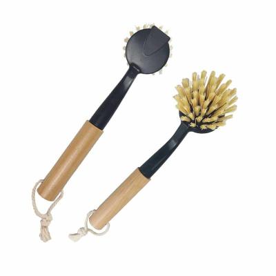 China Sustainable Dish Pot Brush With Bamboo Handle Durable Stiffens Long Handle Sturdy Kitchen Restaurant Around Main Supermarket Hot Selling for sale