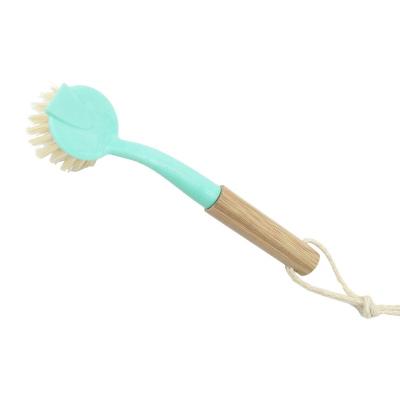 China 2021 New Design Sustainable Round Head Bamboo Handle Plastic Dish Wash Brush for sale