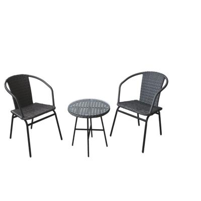 China Hot Selling Eco-freindly Article High Quality Outdoor PE Rattan Chair Plastic Garden Rattan Chair Set Of Three Sets for sale