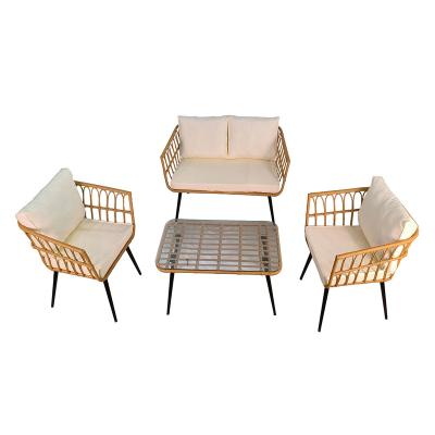 China Outdoor Plastic Rattan Sofa Set Black Waterproof Party Seat Garden Furniture Low Price PE Eco-friendly Outdoor Garden Rattan for sale